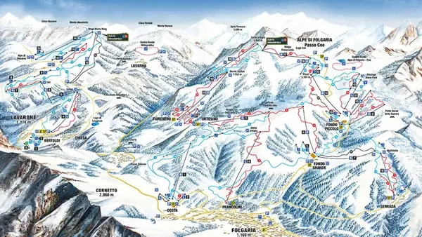 Mappa panoramica delle piste da sci del comprensorio di Folgaria